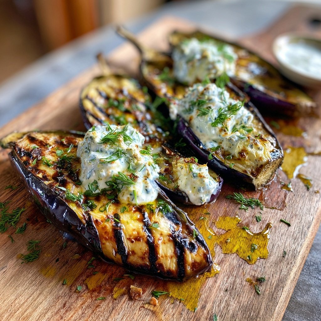Gegrillte Auberginen Mit Kräuterjoghurt