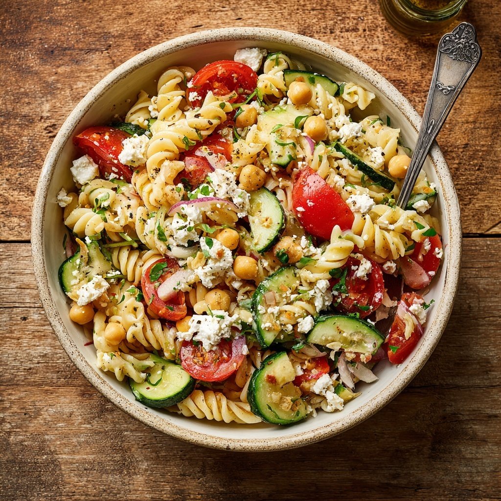 Mediterraner Nudelsalat Mit Kichererbsen