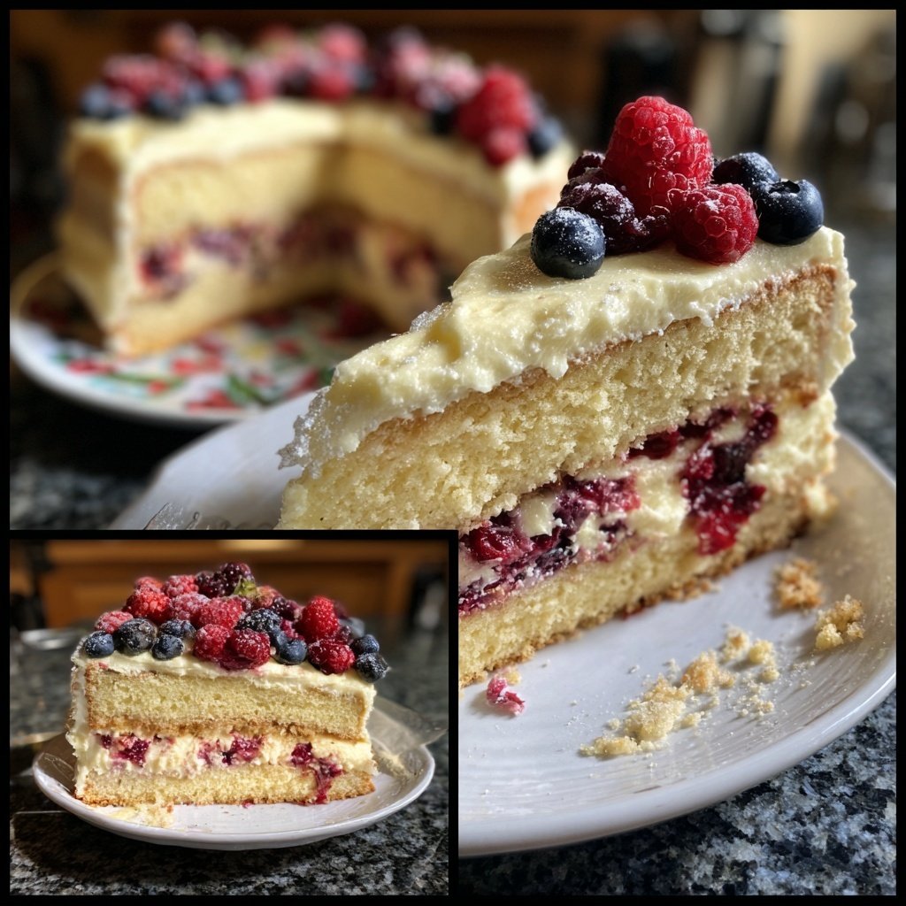 Geburtstagskuchen mit Fruchtfüllung