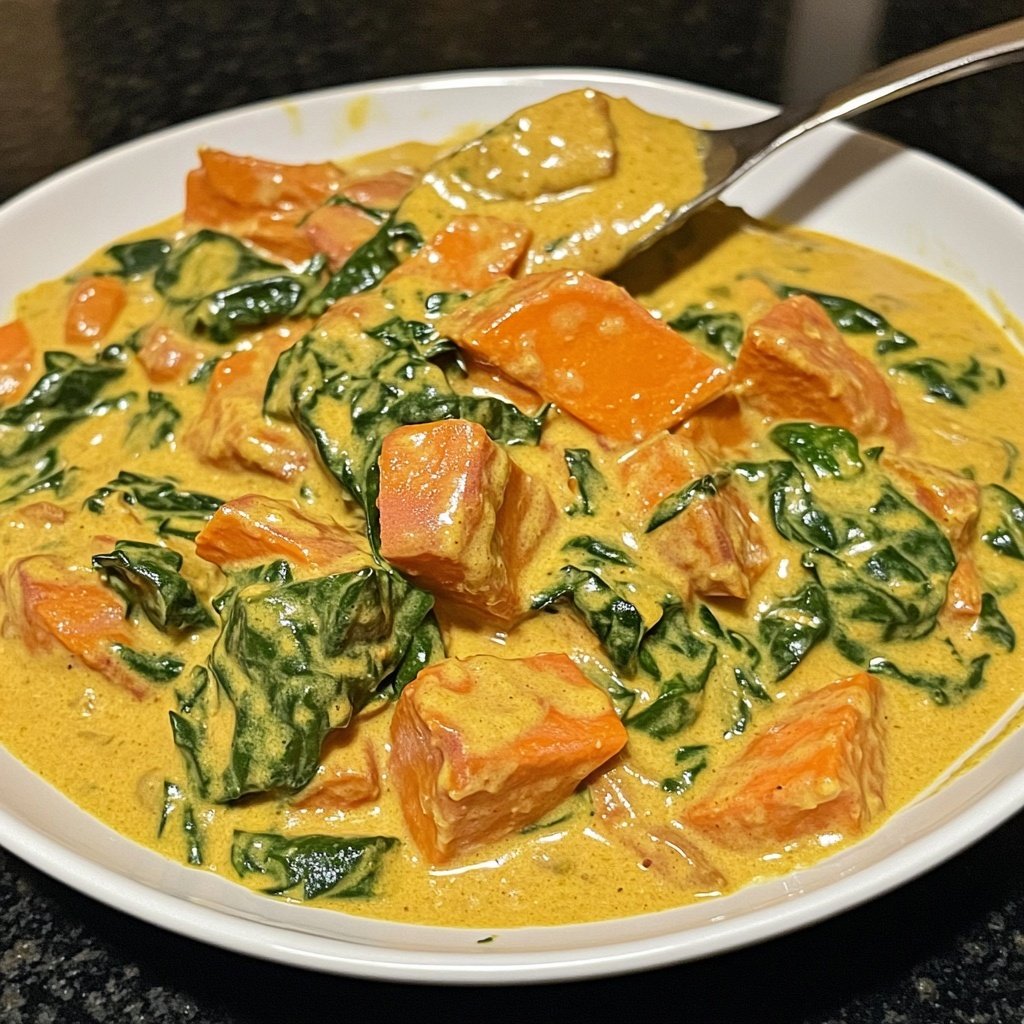 Süßkartoffelcurry mit Spinat