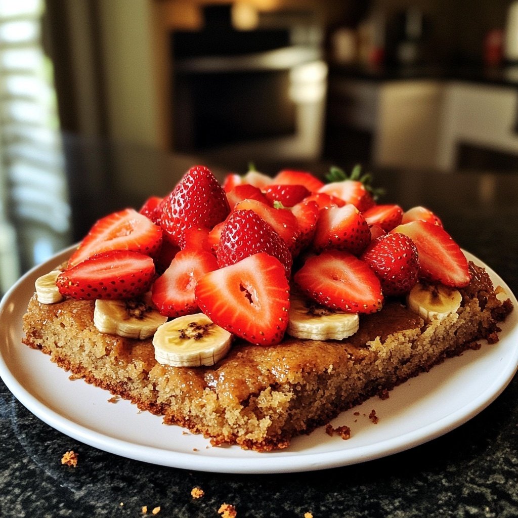 Bananenkuchen mit Erdbeeren