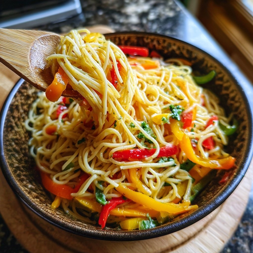 Abendessen mit Pasta und Gemüse