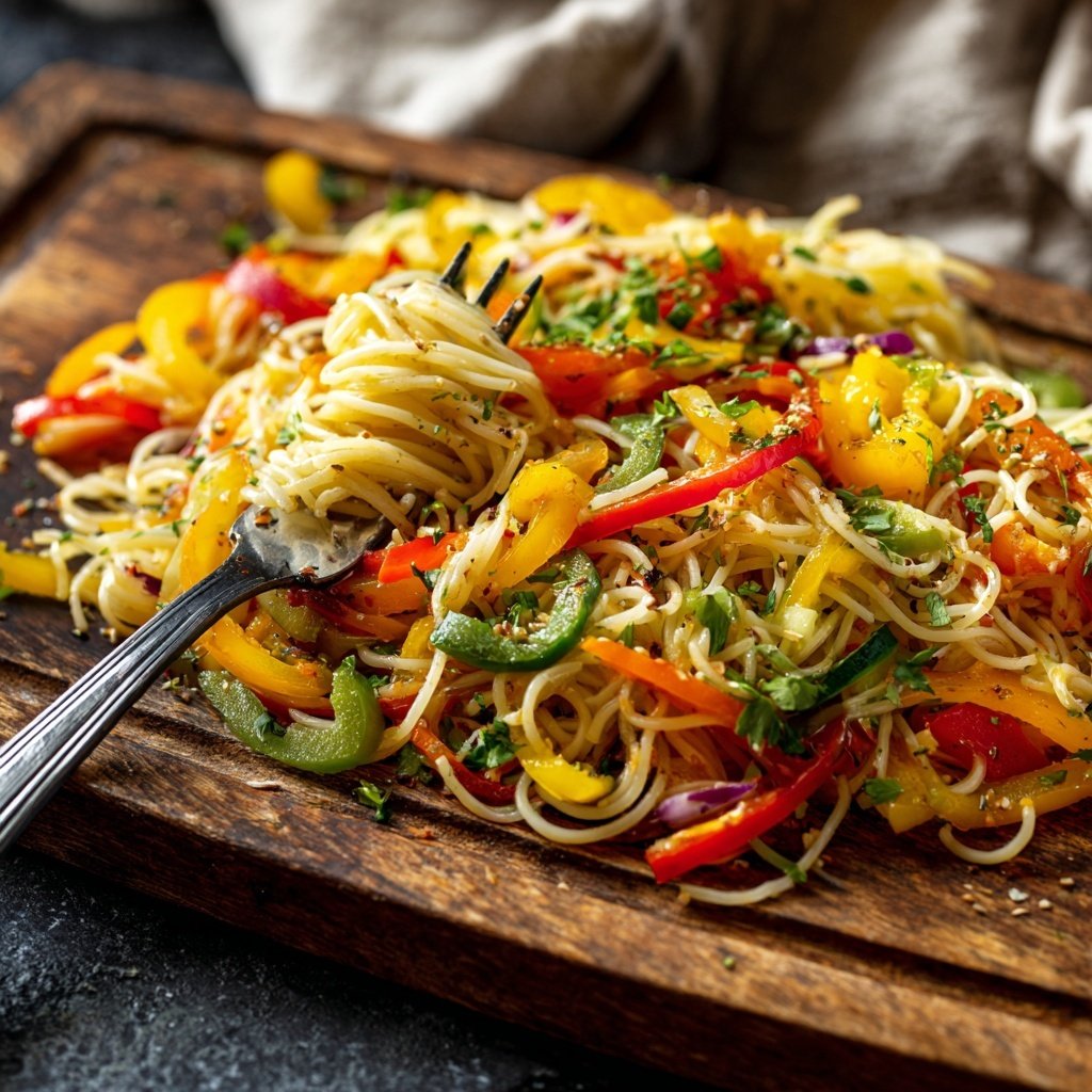 Reisnudeln mit Gemüse und Limette