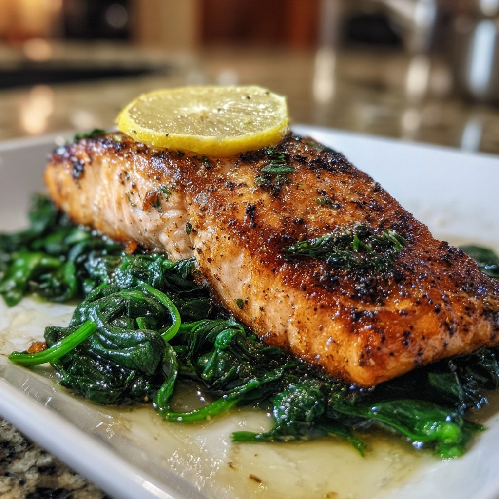 Lachs auf Spinatbett