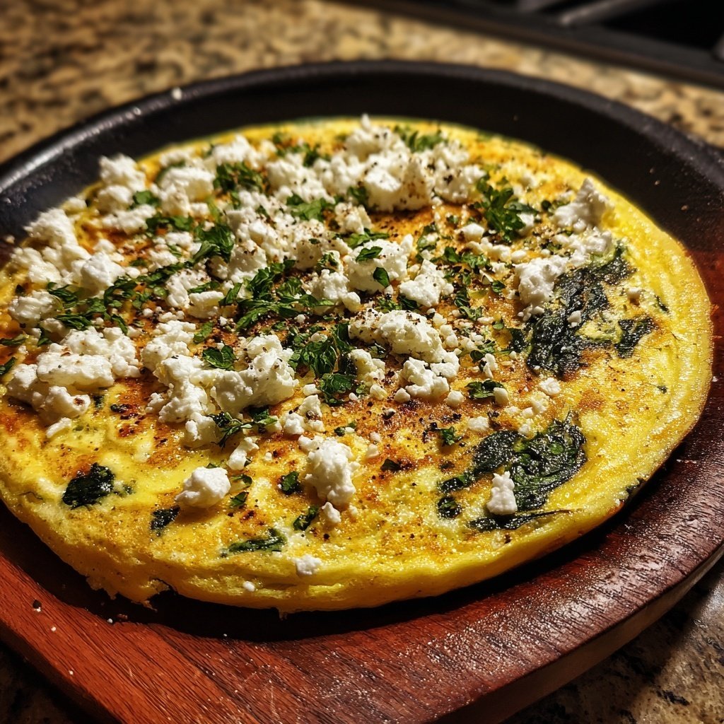Kalorienarme Spinat Feta Omelette