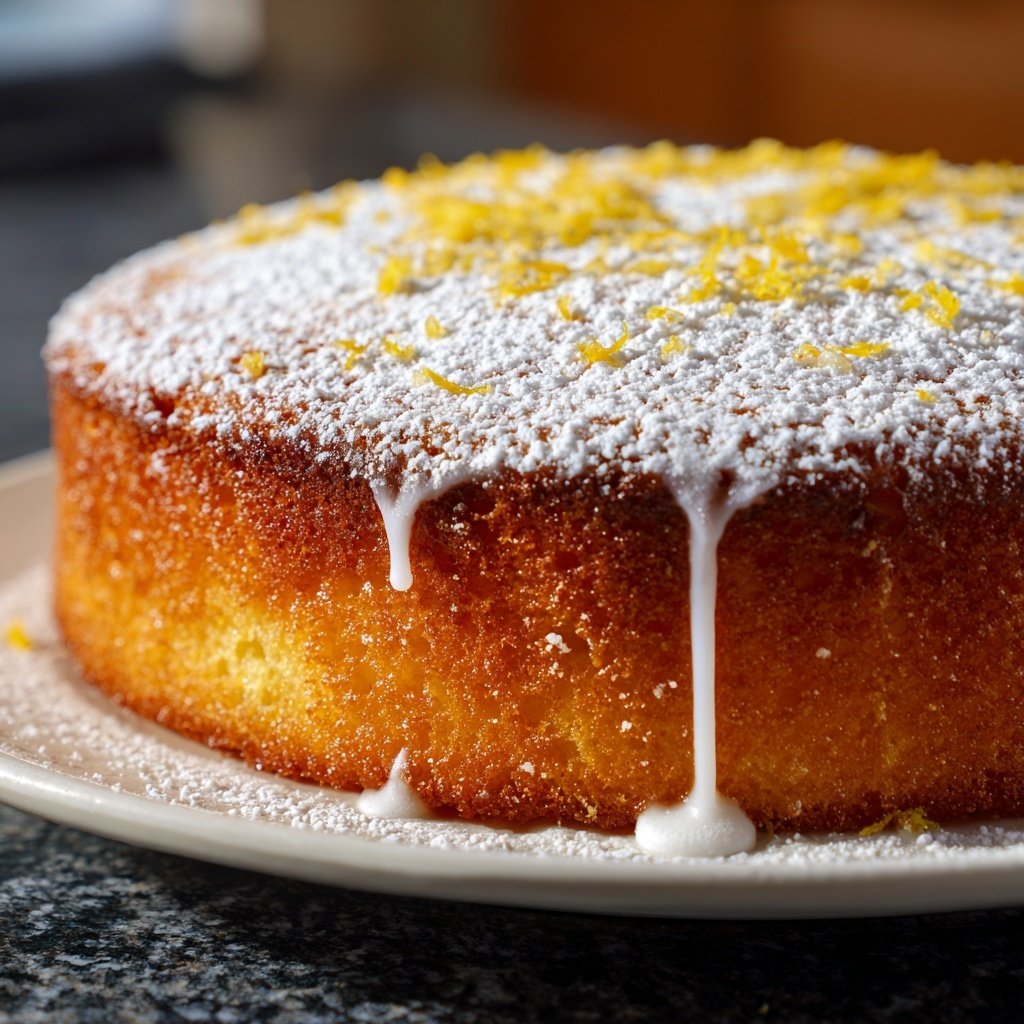Zitronenkuchen mit Puderzucker