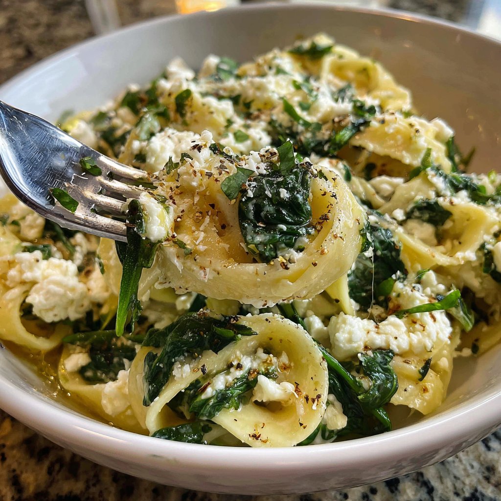 Pasta mit Spinat und Feta