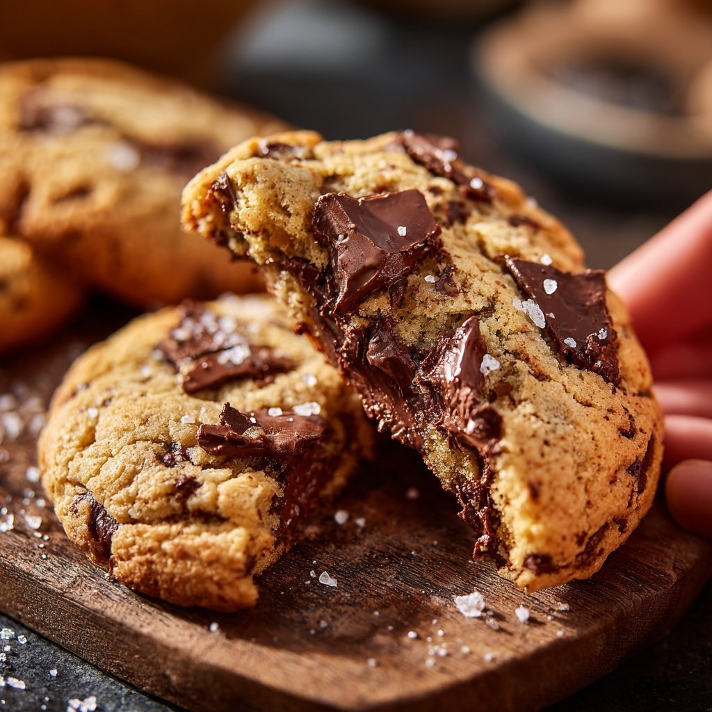 Cookies mit Zartbitterschokolade und Meersalz