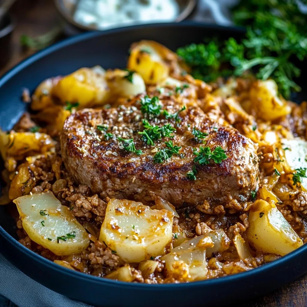 Hackfleisch Kartoffel Pfanne mit Weißkohl